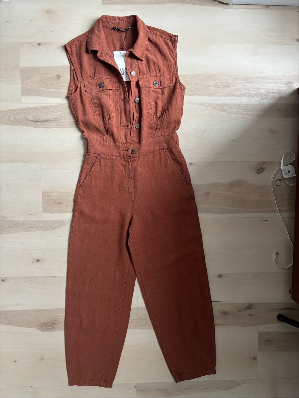 Zara Brown Sleeveless Jumpsuit